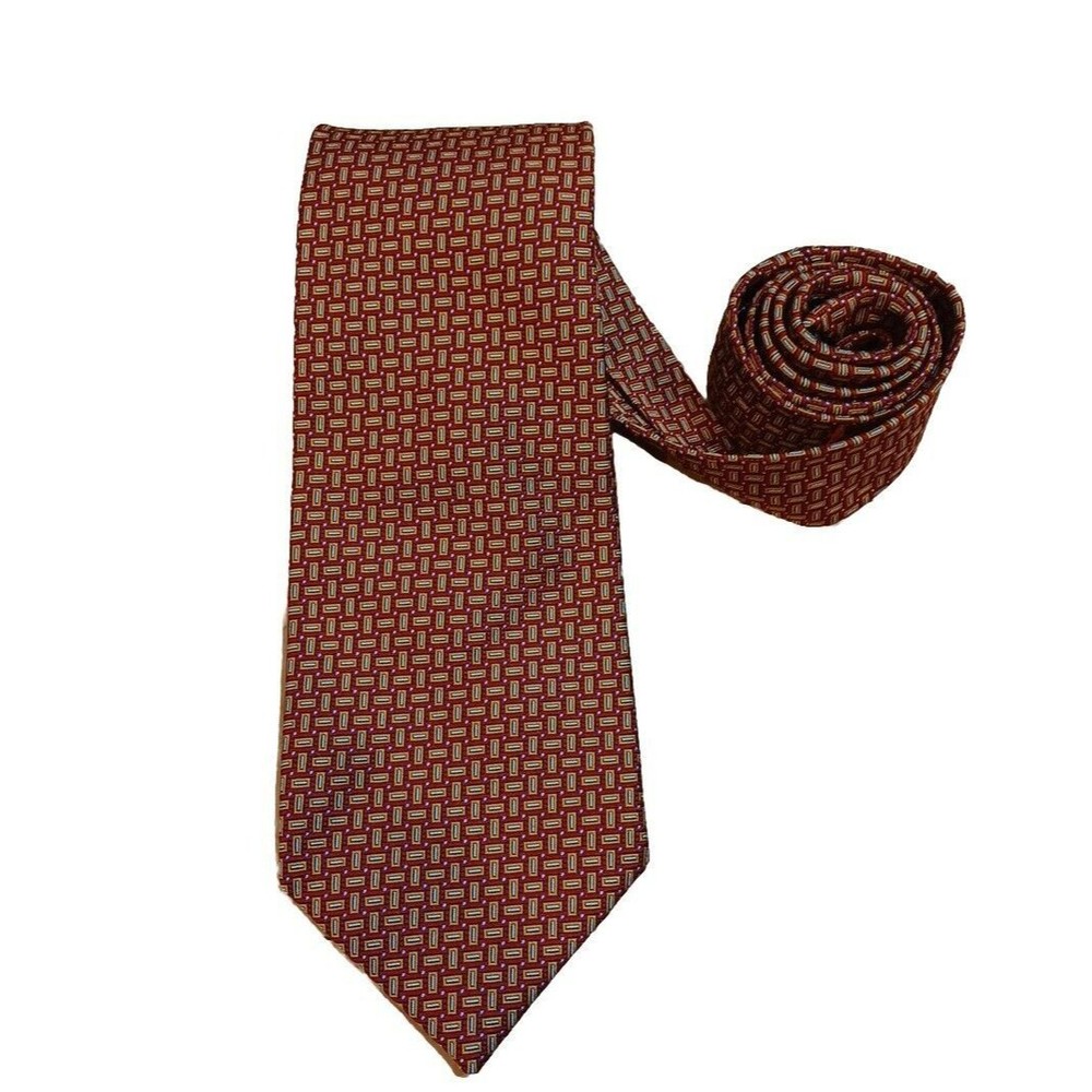 ROBERT TALBOTT Best of Class Mens Silk Necktie Designer Geometric Red 59 x 3.75"